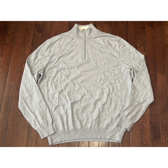 Collars And Co Sweater Mens XXL Gray 1/4 Zip Long Sleeve Golf Merino Wool